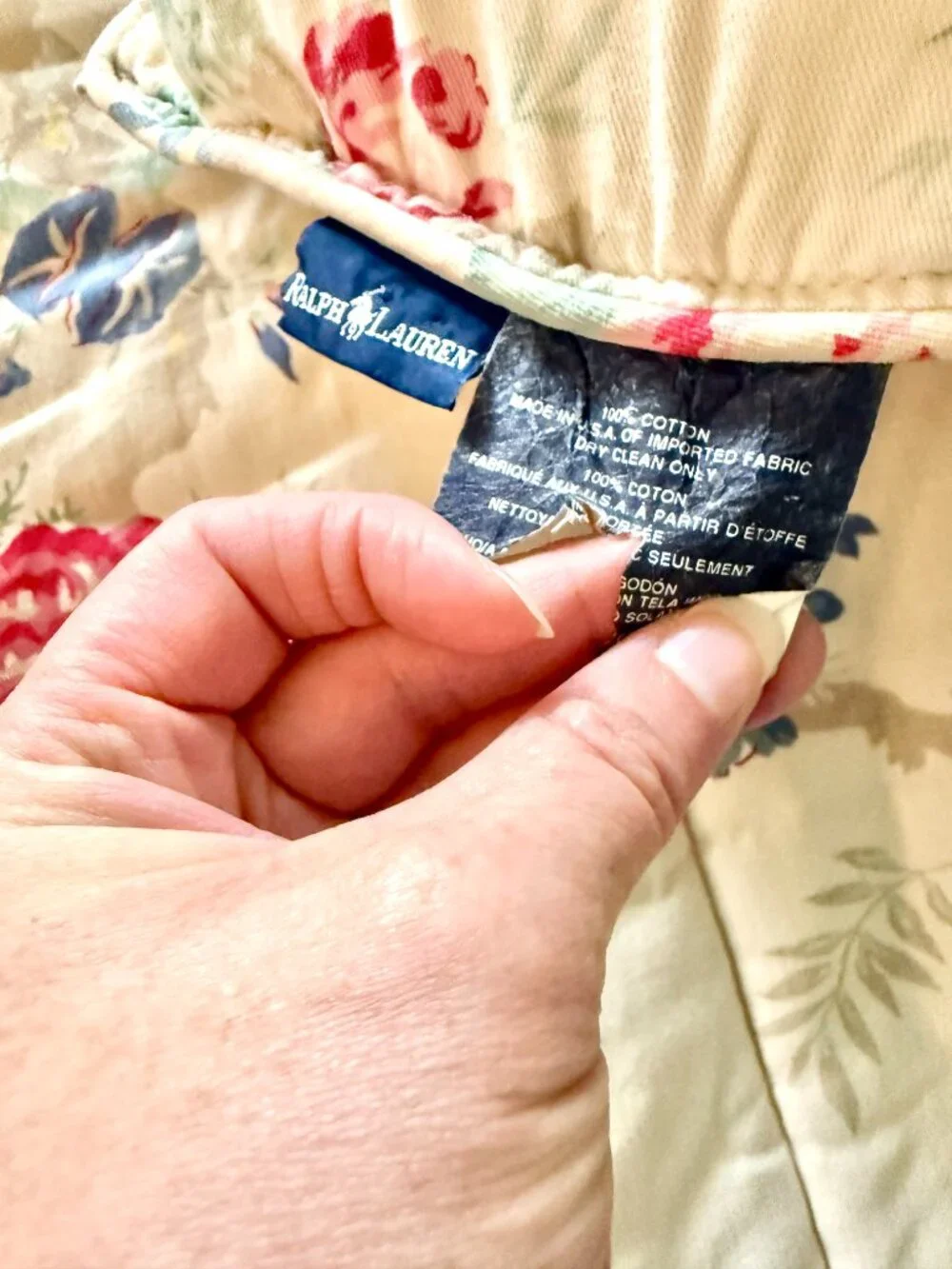 Vintage King Sized Ralph Lauren Floral Comforter Cottage Shabby Chic Bedding